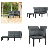 Meble ogrodowe - vidaXL 3-częściowy zestaw wypoczynkowy do ogrodu z czarnego i szarego polirattanu - zestaw wypoczynkowy do ogrodu - zestawy wypoczynkowe do ogrodu - krzesło - krzesło na patio - miniaturka - grafika 1