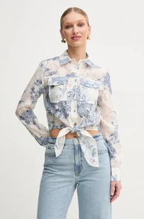 Guess koszula ADELAIDE damska kolor beżowy regular z kołnierzykiem klasycznym W5GH03 WH4K2 - Koszule damskie - miniaturka - grafika 1