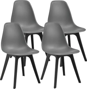 4x designerskie krzesła szare/czarne krzesło do jadalni plastikowe skandynawskie [en.casa] - Krzesła - miniaturka - grafika 1