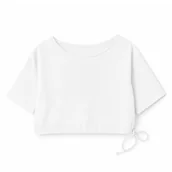 Bluzki dla dziewczynek - Bluzka z krótkim rękawem oversize biała 104/110 - Karen - miniaturka - grafika 1