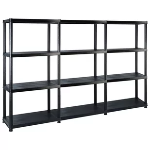 vidaXL Regał 4-poziomowy, czarny, 183x30,5x130 cm, plastik 3059855 - Szafy i regały magazynowe - miniaturka - grafika 1