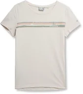 Bluzki damskie - T-shirt damski z bawełny organicznej 4F SS23TTSHF275 - beż L - miniaturka - grafika 1