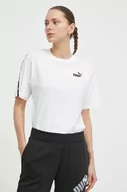 Koszulki sportowe damskie - Puma t-shirt bawełniany damski kolor biały 675994 - miniaturka - grafika 1