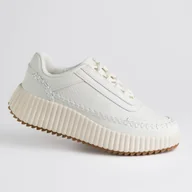 Półbuty damskie - Sneakersy damskie skóra GOODIN GD-HY08 ryflowana platforma lekkie krem 38 - miniaturka - grafika 1