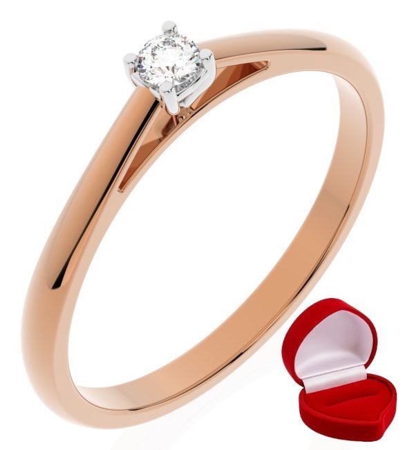 ZŁOTY PIERŚCIONEK ZARĘCZYNOWY 585 14k BRYLANT 0,06 ct RÓŻOWE ZŁOTO R28