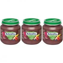 BoboVita Banany jabłka i owoce jagodowe po 5 miesiącu Zestaw 3 x 125 g - Desery dla dzieci - miniaturka - grafika 1