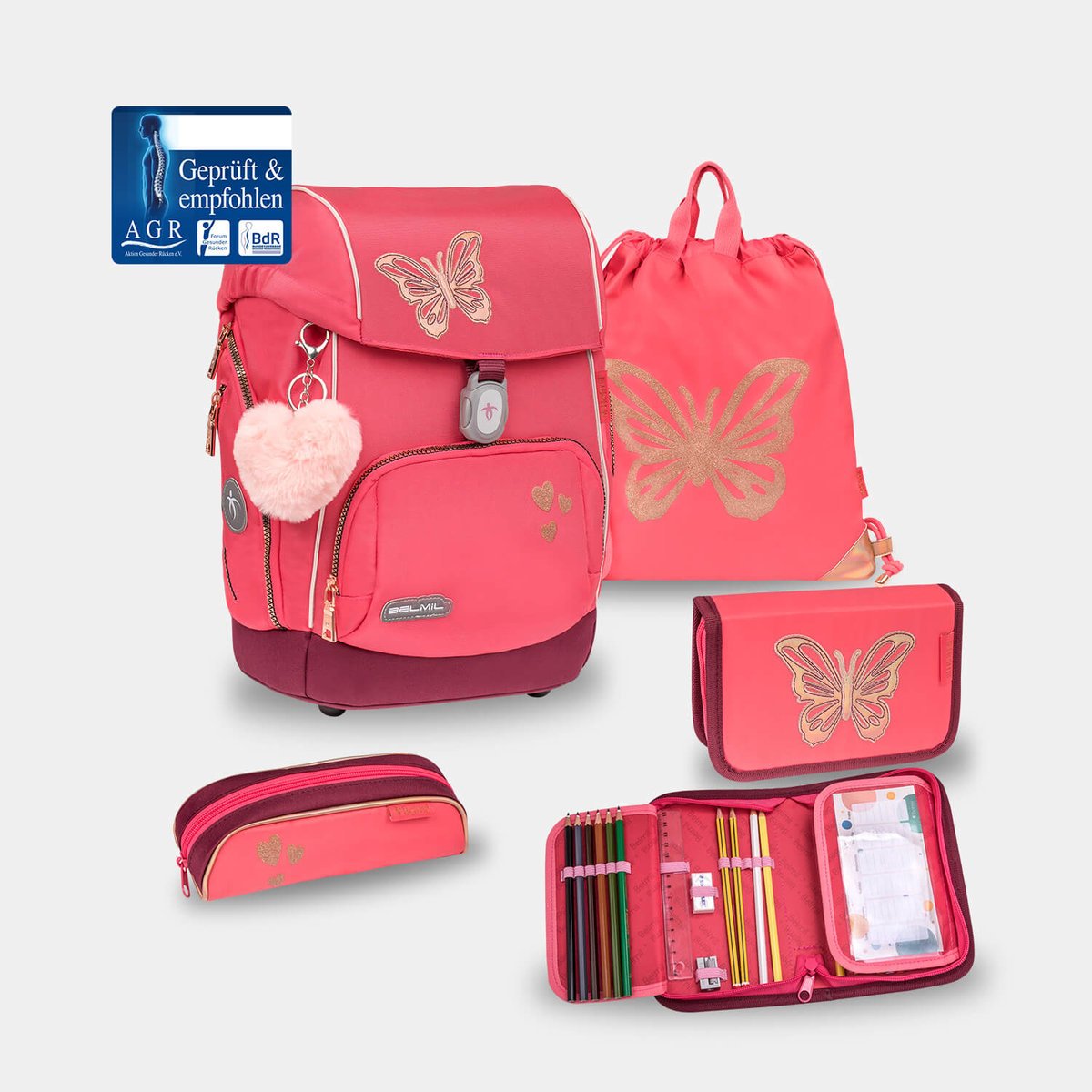 Zestaw szkolny Premium Comfy Plus Coral, 5-częściowy