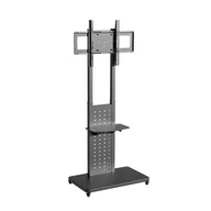 Uchwyty do telewizora - Mobilny stojak na telewizor z regulacją wysokości w zakresie 130-160 cm, obsługuje telewizory 32"-65", czarny - miniaturka - grafika 1