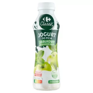 Carrefour Classic Jogurt do picia jabłkowy ze smakiem mięty 350 g - Kefiry, jogurty, maślanki - miniaturka - grafika 1