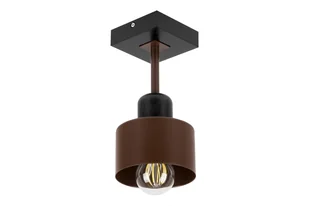 Brązowo-czarna lampa sufitowa, jednopunktowy spot DBR10x10SC z drewna i metalu E27 - Lampy sufitowe - miniaturka - grafika 1