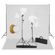 Lampy studyjne - vidaXL Zestaw studyjny Zestaw studyjny z lampami parasolkami tłem i blendami 3067072 - miniaturka - grafika 1