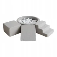 Suche baseny - Piankowy zestaw z basenem 30x90/200szt. piłek - boucle szary - DOWOLNY MIX - miniaturka - grafika 1