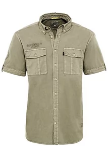 camel active Męska koszula z krótkim rękawem z bawełny, khaki, XL - Koszule męskie - miniaturka - grafika 1