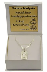 Łańcuszek Srebrny Pełny Z Medalikiem Grawer Gratis - Biżuteria dla dzieci - miniaturka - grafika 1
