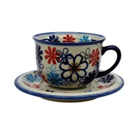 Filiżanki - Ceramiczna filiżanka i spodek Ceramika Bolesławiec - miniaturka - grafika 1