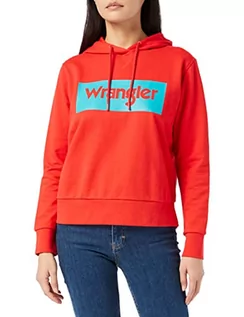 Bluzy damskie - Wrangler Damska bluza z kapturem z logo - grafika 1