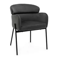 Krzesła - Krzesło tapicerowane welurowe do salonu jadalni BOLZANO szare - miniaturka - grafika 1