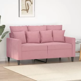 vidaXL Sofa 2-osobowa, różowy, 120 cm, tapicerowana aksamitem - Sofy i kanapy - miniaturka - grafika 1