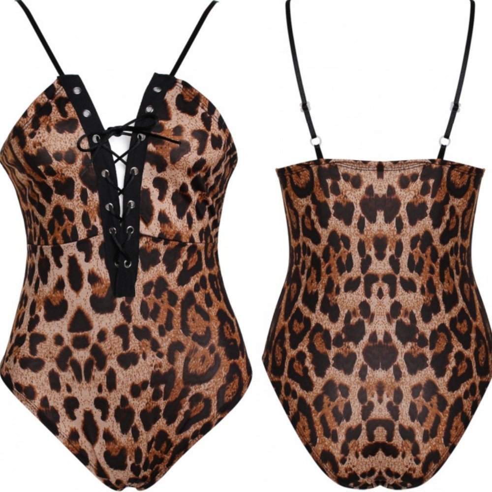 Body Koronkowe Bielizna Koronka Wiązany Sexy Dekolt Top Panterka