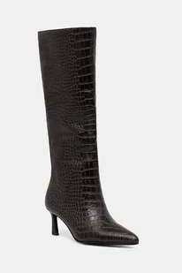 Steve Madden kozaki skórzane Lavan damskie kolor brązowy na szpilce 11003290 - Kozaki damskie - miniaturka - grafika 1