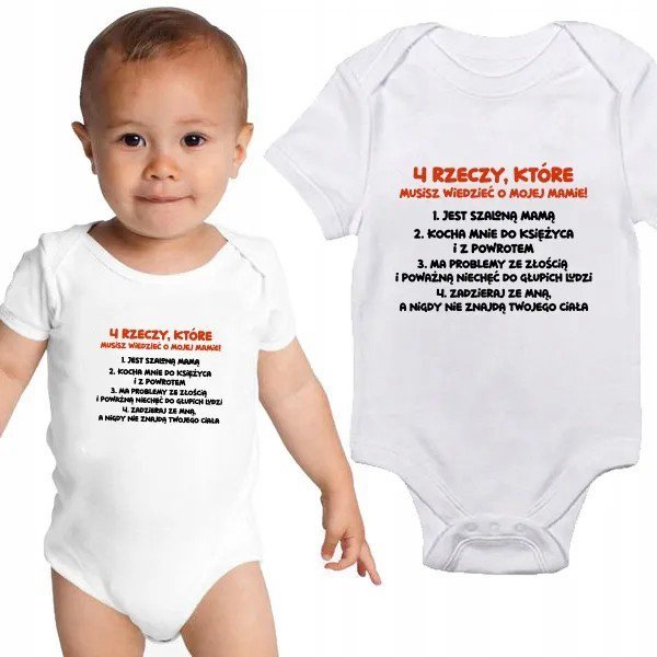 Body Dziecięce 5 RZECZY O MAMIE Na Mikołajki Święta Pod Choinkę Białe 62cm