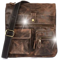 Torby męskie - Brązowa Skórzana Torba Męska Na Ramię Vintage Raportówka Beltimore M05 - miniaturka - grafika 1