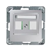 Klawisze i ramki - Ospel Plakietka podwójnego gniazda teleinformatycznego IMPRESJA Srebrny GPK-2Y/p/18 - miniaturka - grafika 1