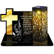 Lampiony i znicze - ZNICZ SOLARNY LED WIECZNY PODSTAWKA NA CMENTARZ GRÓB lampka Krzyż 3D - miniaturka - grafika 1