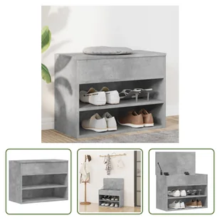 The Living Store Ławka na buty betonowa szara 60x30x45 cm Materiał drewnopochodny - Szafki na buty - miniaturka - grafika 1