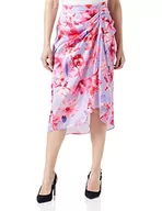 Spódnice - Pinko Damska spódnica z satynowym nadrukiem, Ynb_liliowy/Rose Ch/Fuksja, 40 - miniaturka - grafika 1