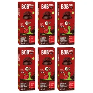Bob Snail Przekąska jabłkowo-wiśniowa w ciemnej czekoladzie Zestaw 6 x 30 g - Ciastka - miniaturka - grafika 1