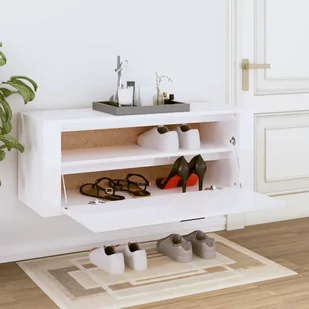 Szafka ścienne na buty, wysoki połysk, biała, 100x35x45 cm - Szafki na buty - miniaturka - grafika 4