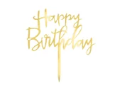 Ciasta i półprodukty do ciast - Topper na tort Happy Birthday złoty - 1 szt. - miniaturka - grafika 1