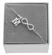 Bransoletki - Srebrna bransoletka nieskończoność infinity literka PUDEŁKO SREBRO 925 - miniaturka - grafika 1