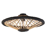 Oprawy, klosze i abażury - QAZQA Orientalna lampa sufitowa bambusowa z czarnym 60 cm - Evalin - miniaturka - grafika 1