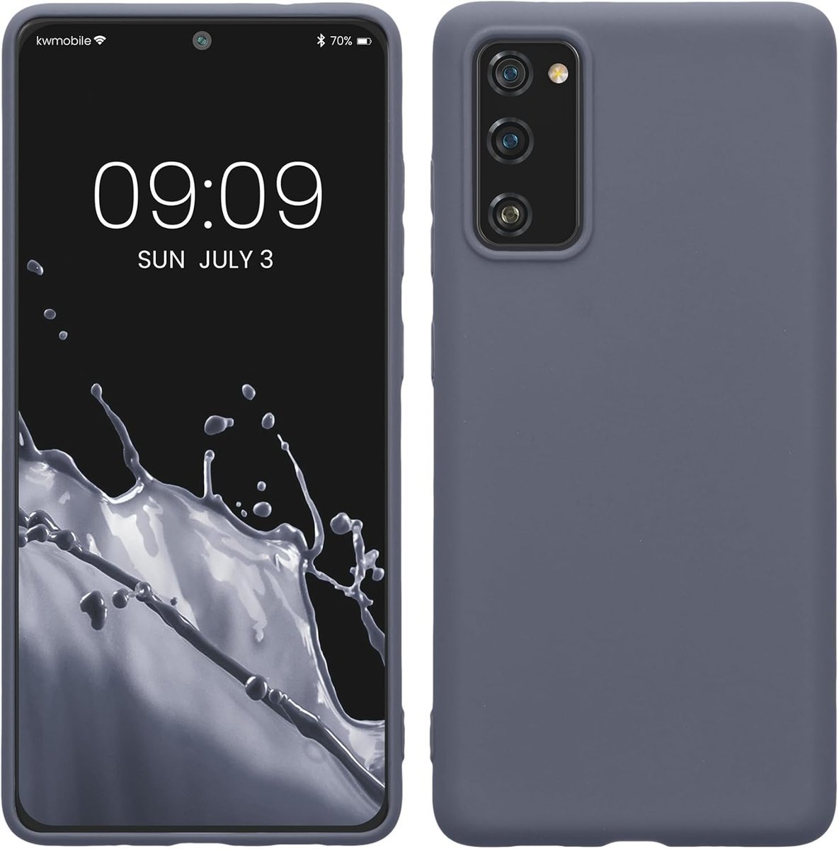 kwmobile Etui kompatybilne z Samsung Galaxy S20 FE – miękkie etui silikonowe TPU – nadaje się do bezprzewodowego ładowania – niebiesko-szare