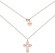 Biżuteria religijna - Naszyjnik z ażurowym krzyżem w różowym złoceniu - miniaturka - grafika 1