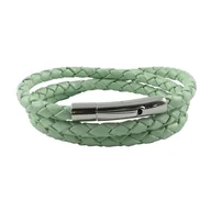 Naszyjniki męskie - König Design skórzany naszyjnik skórzany pasek skórzana bransoletka 7 mm męski naszyjnik 17 cm - 100 cm pleciony, długość: 25 centymetrów, kolor: miętowy zielony - miniaturka - grafika 1