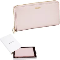 Portfele - Portfel damski WINGS skóra naturalna róż duży przegrody pakowny na prezent - miniaturka - grafika 1