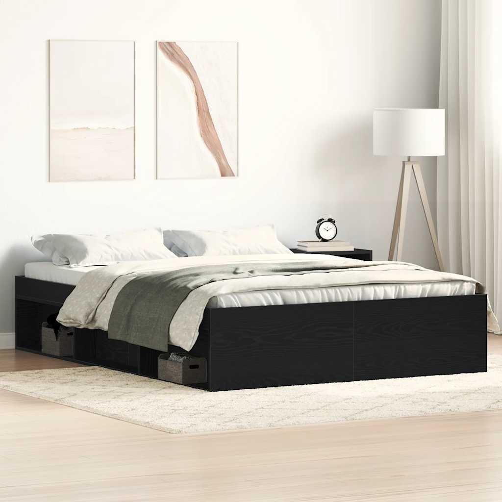vidaXL Rama łóżka bez materaca, czarny dąb, 120x200 cm
