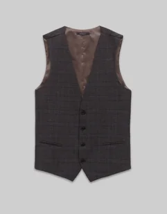 kamizelka do zestawu tolmezzo brąz slim fit - Kamizelki męskie - miniaturka - grafika 1