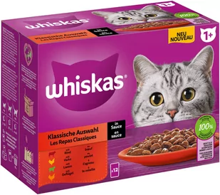 Whiskas 1+ Adult, saszetki, 12 x 85 g - Wybór dań klasycznych w sosie - Mokra karma dla kotów - miniaturka - grafika 1