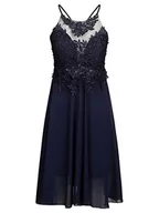 Sukienki - APART sukienka koktajlowa z szyfonu, siateczki i koronki, granatowa, M, grantowy, M - miniaturka - grafika 1