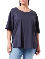 Bluzki damskie - Samoon Damska luźna bluzka z krótkim rękawem, organiczna bawełna do połowy rękawa, wycięte ramiona, bluzka z krótkim rękawem, jednokolorowa, duże rozmiary, Blue Berry, 44 - miniaturka - grafika 1