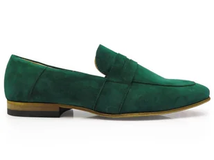 Zielone zamszowe loafersy - wsuwane buty męskie Penny  Loafers T116 40 - Półbuty męskie - miniaturka - grafika 1