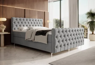 Łóżko tapicerowane 180 x 200 ADRIA PLUS ze schowkiem – jasnoszare - Łóżka - miniaturka - grafika 1