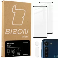 Szkła hartowane na telefon - Bizon Szkło hartowane Glass Edge - 2 sztuki + ochrona na obiektyw, Moto G8, czarne BGEMG8 - miniaturka - grafika 1