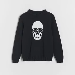 Bluzy dla chłopców - Reserved - Sweter z aplikacją - Czarny - grafika 1