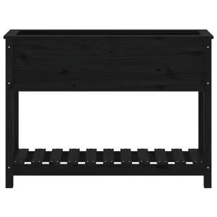 Donica z półką, czarna, 111,5x34,5x81 cm, lite drewno sosnowe Lumarko - Donice - miniaturka - grafika 6