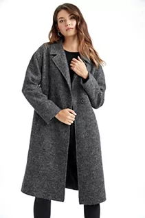 Płaszcze damskie - de facto X2185AZdamska kurtka przeciwdeszczowa – DeFacto płaszcz zimowy dla kobiet, XS, szary - grafika 1